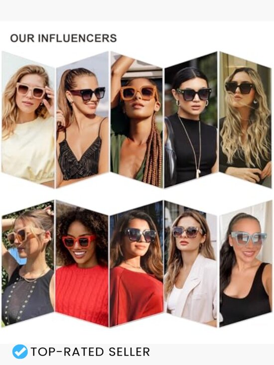 Vintage Oversized Square Sunglasses Retro UV Protection for Women main image 5